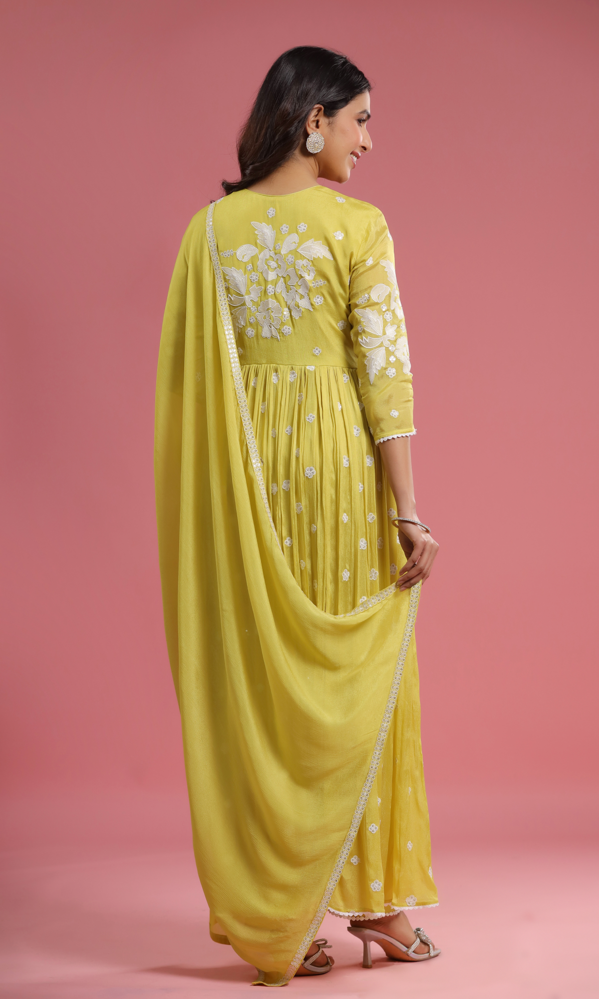 Yellow Patchwork Anarkali Suit