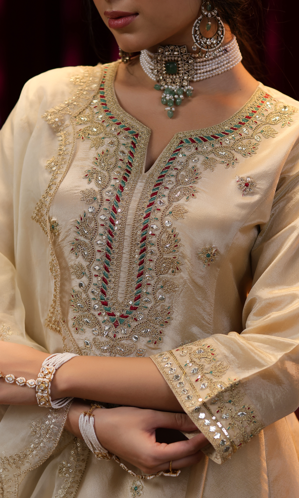 Beige Embroidered Salwar Suit