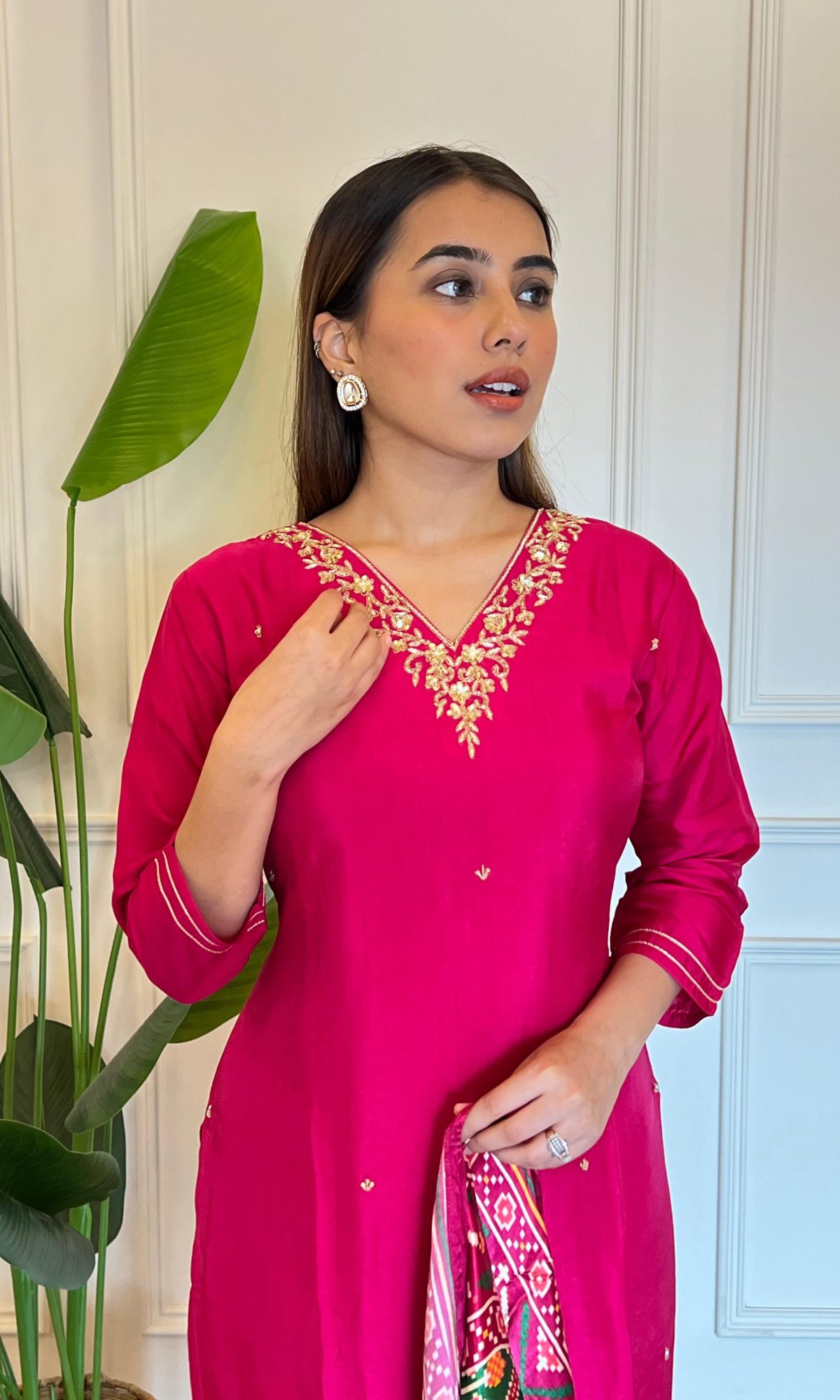 Pink Satin Embroidered Salwar Suit