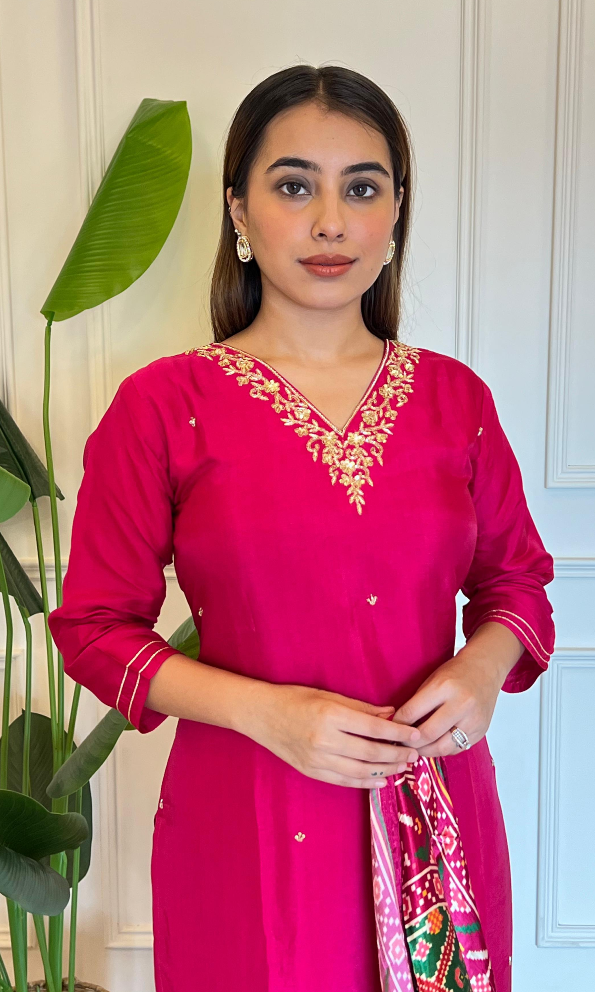 Pink Satin Embroidered Salwar Suit