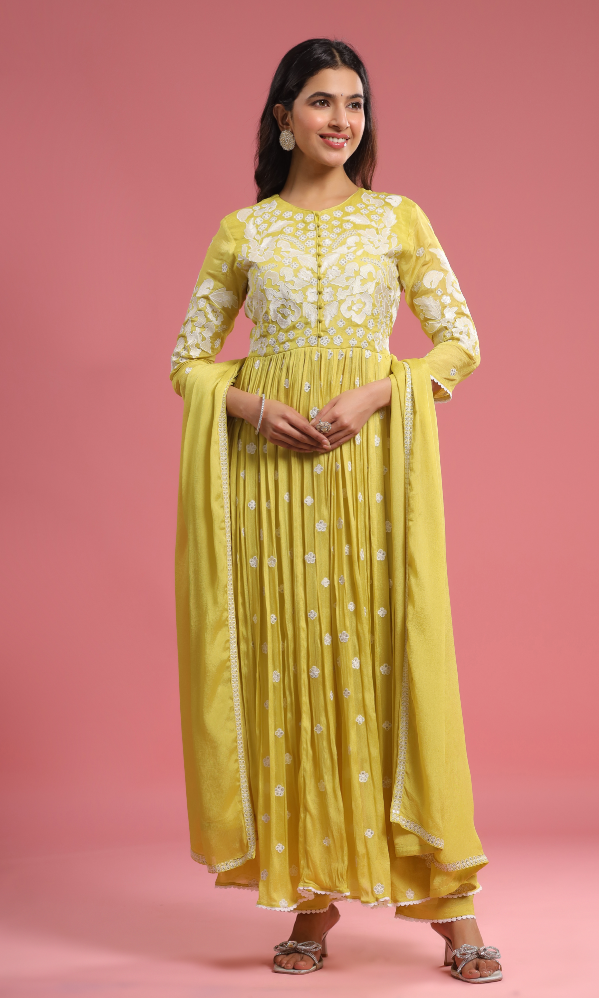 Yellow Patchwork Anarkali Suit
