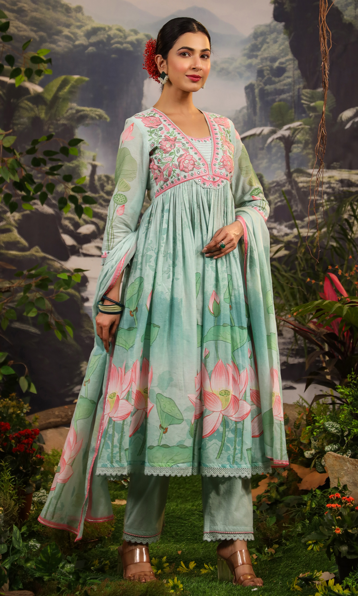 Floral Cotton Anarkali Suit