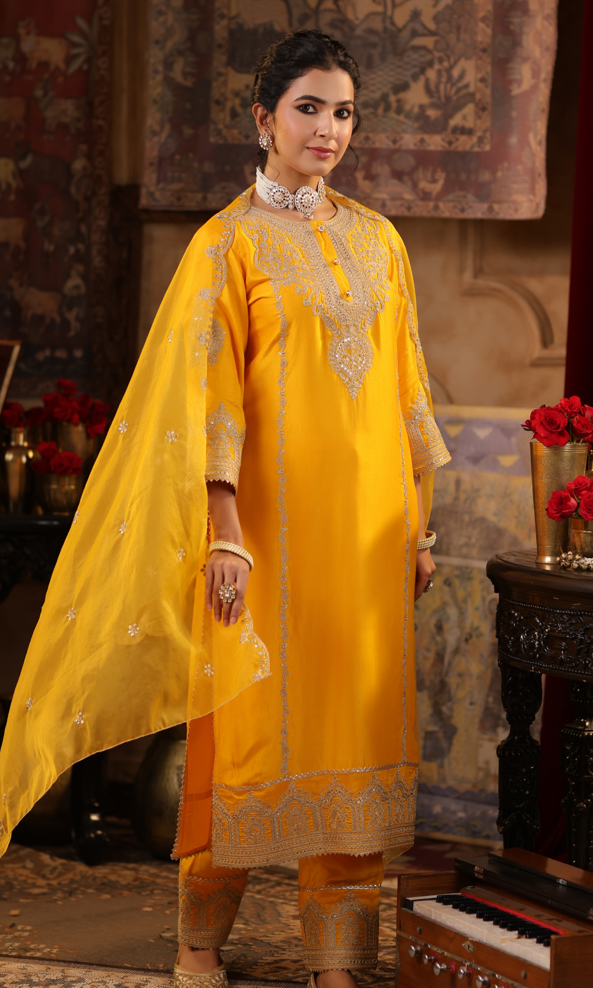 Mustard Embroidered Salwar Suit 