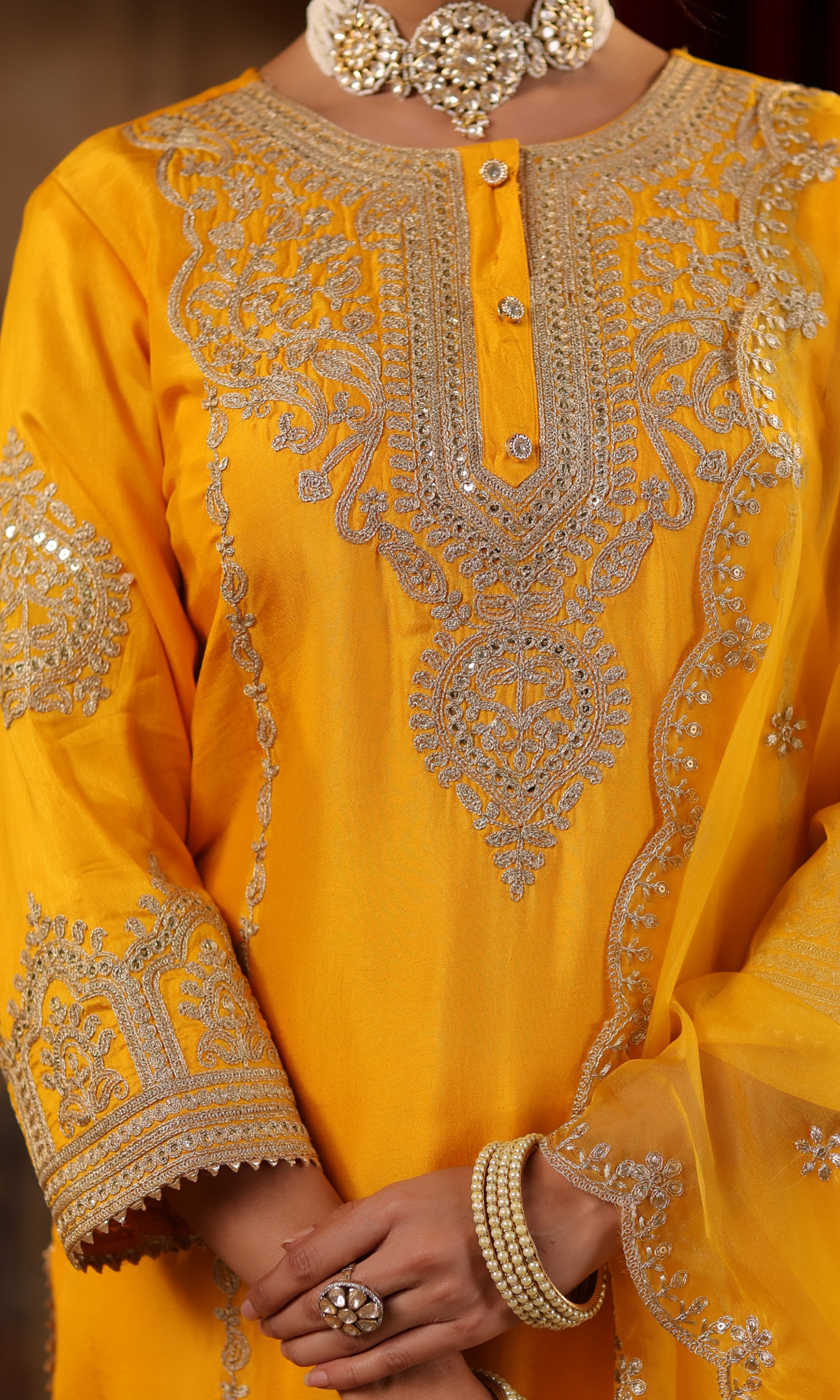 Mustard Embroidered Salwar Suit 