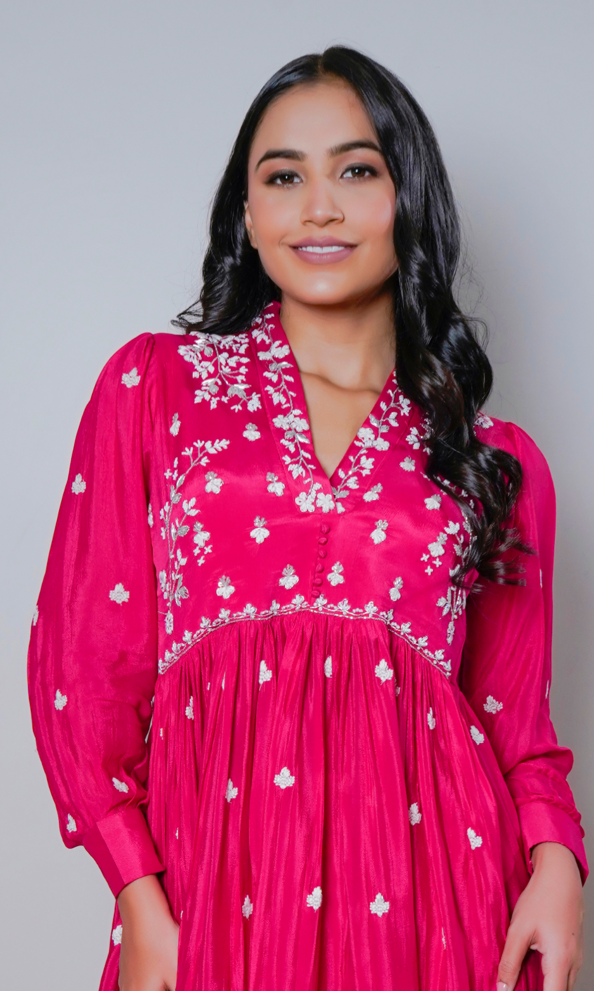 Pink Georgette Embroidered Peplum Set